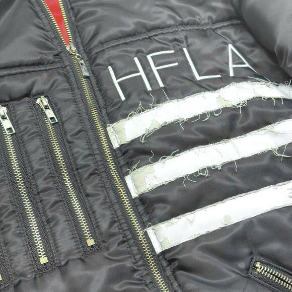 Homme Femme LA Bomber Jacket Black Streetwear Zip-Up HFLA Embroidered S Japan - Picture 4 of 13